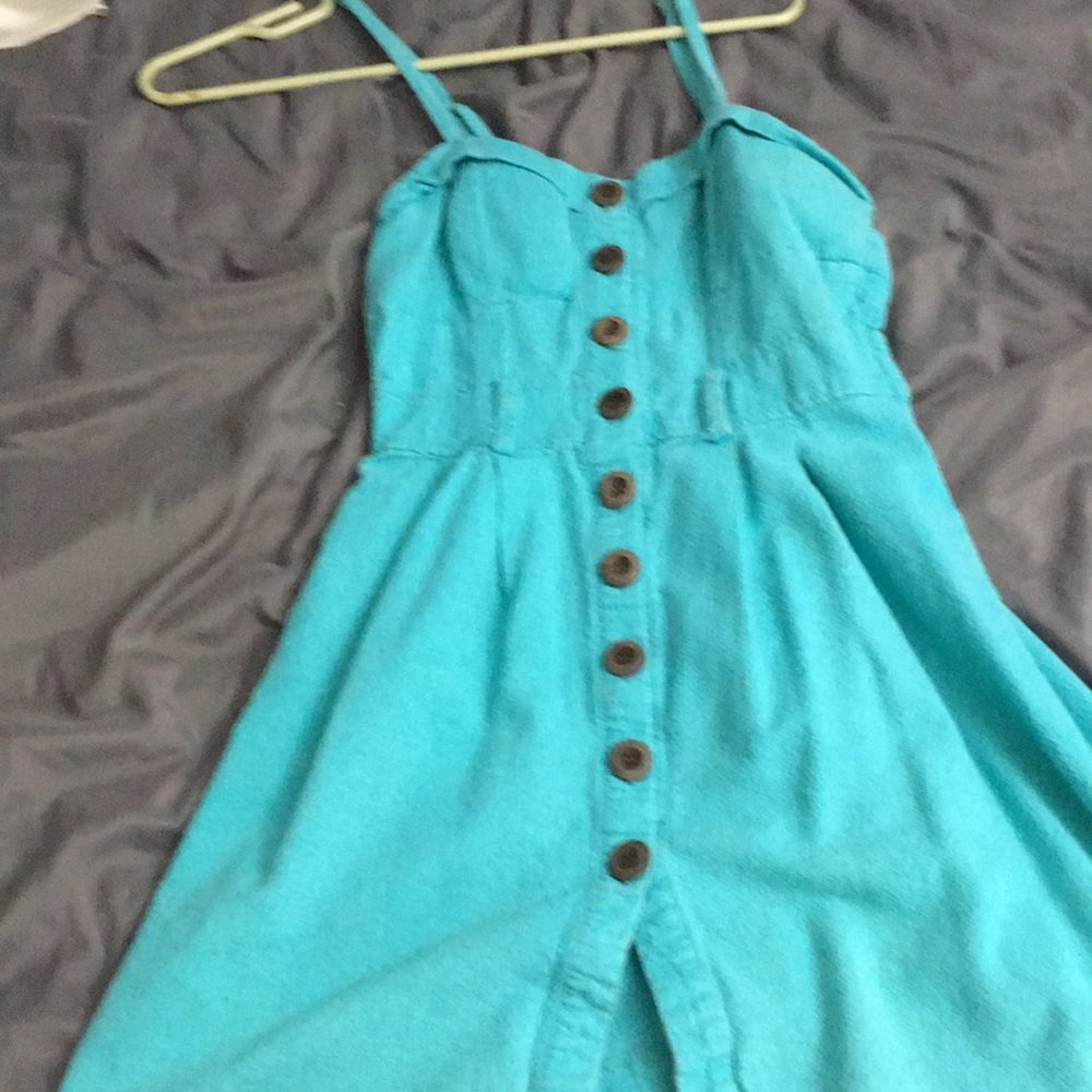 Teal poetry dress.